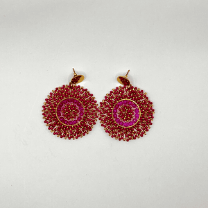 Aros bohemios fucsia con dorado