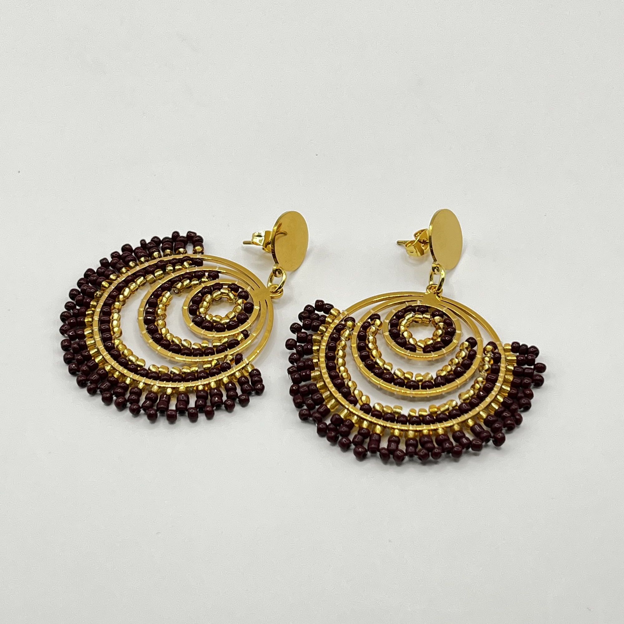 Aros bohemios café con dorado 1