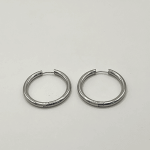 Aros de acero quirurgico argollas redonda lisa plateada 2