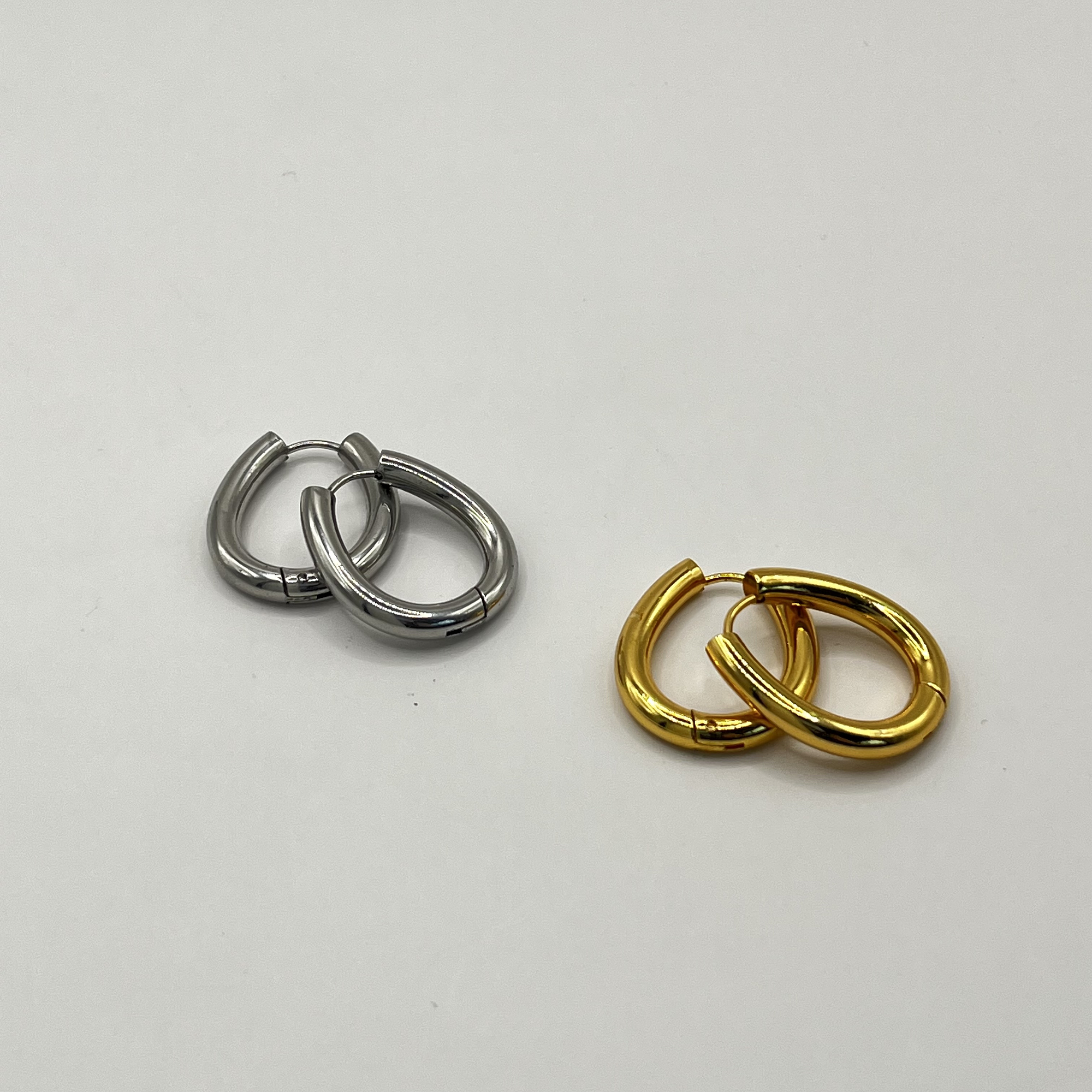 Aros de acero quirurgico argollas redonda lisa plateada 4 3