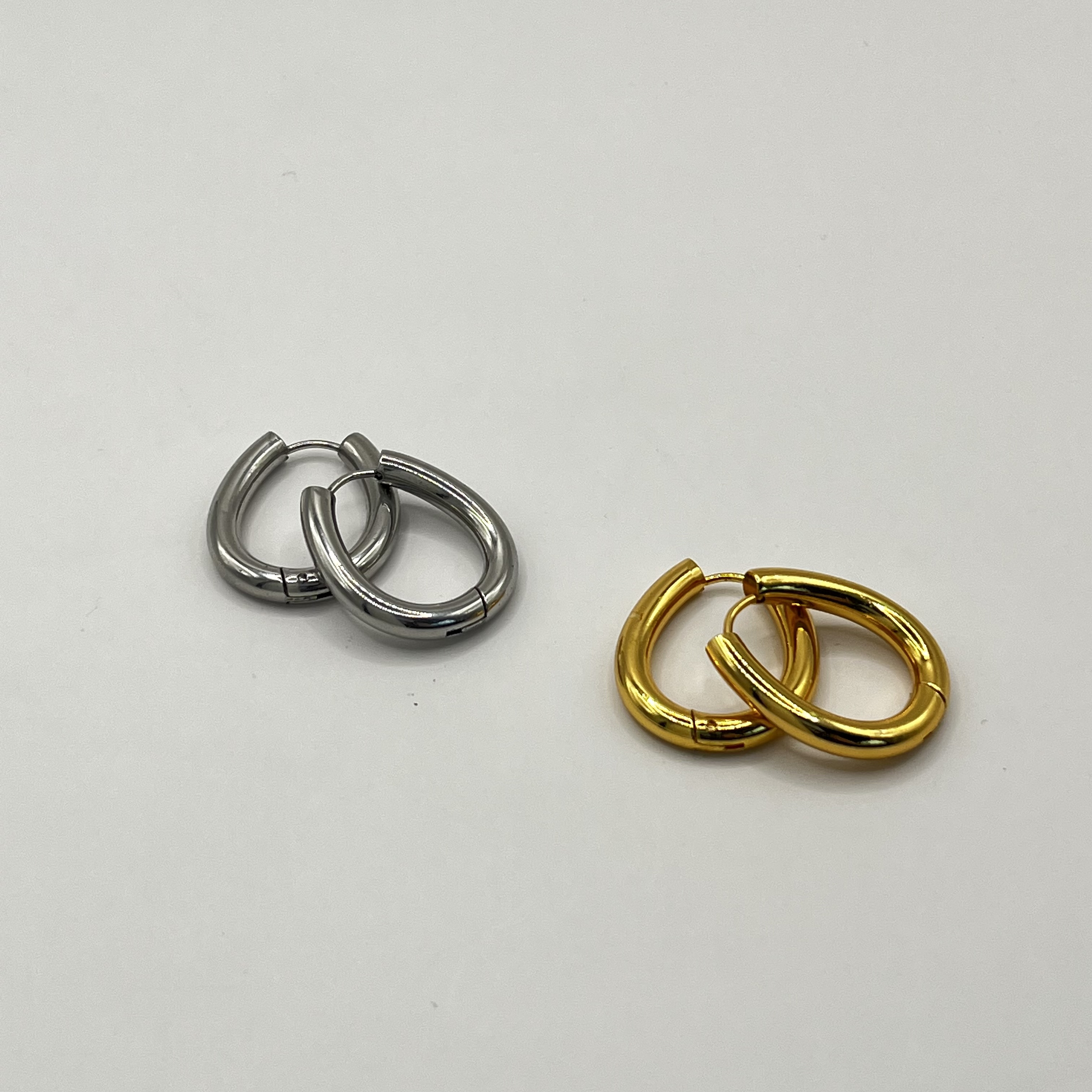 Aros de acero quirurgico argollas redonda lisa plateada 4 3