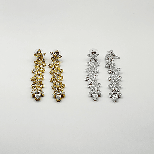 Aros de rodio dorados corrida de flores