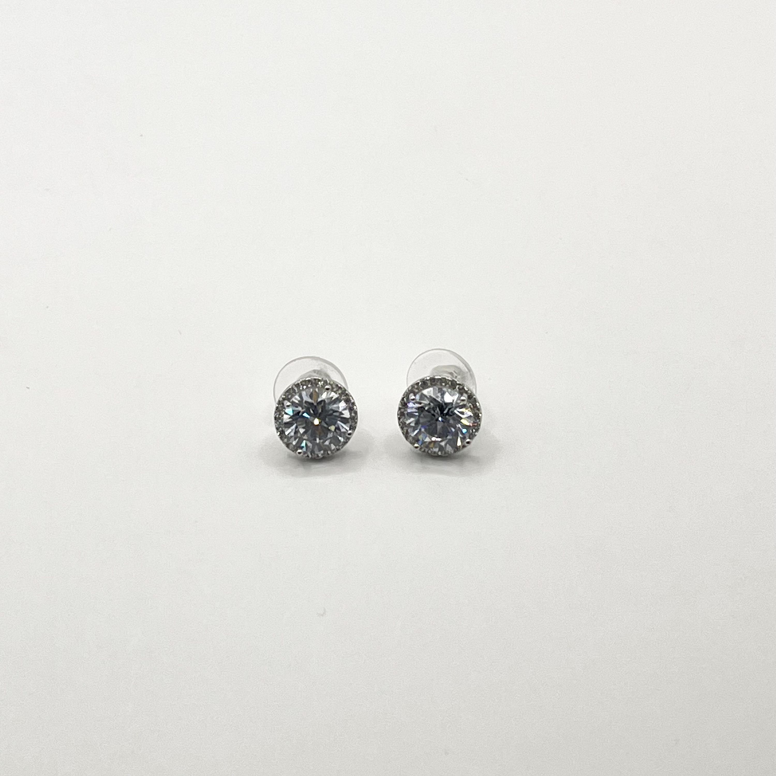 Aros de rodio plateados punto de luz 1