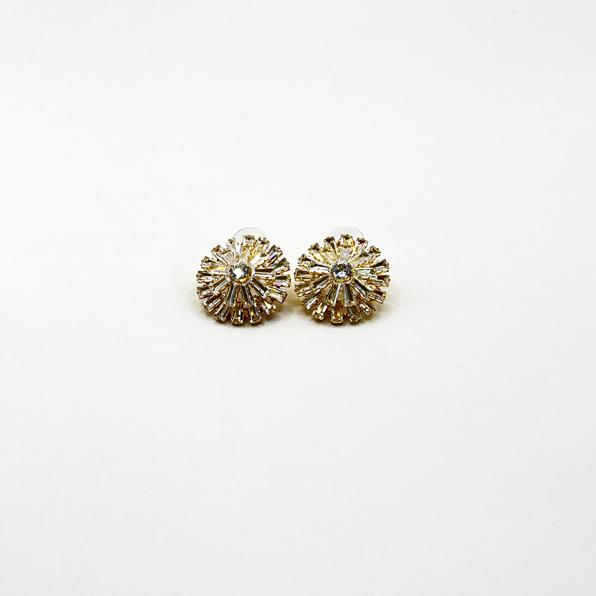 Aros de rodio dorados flor de cristales 1