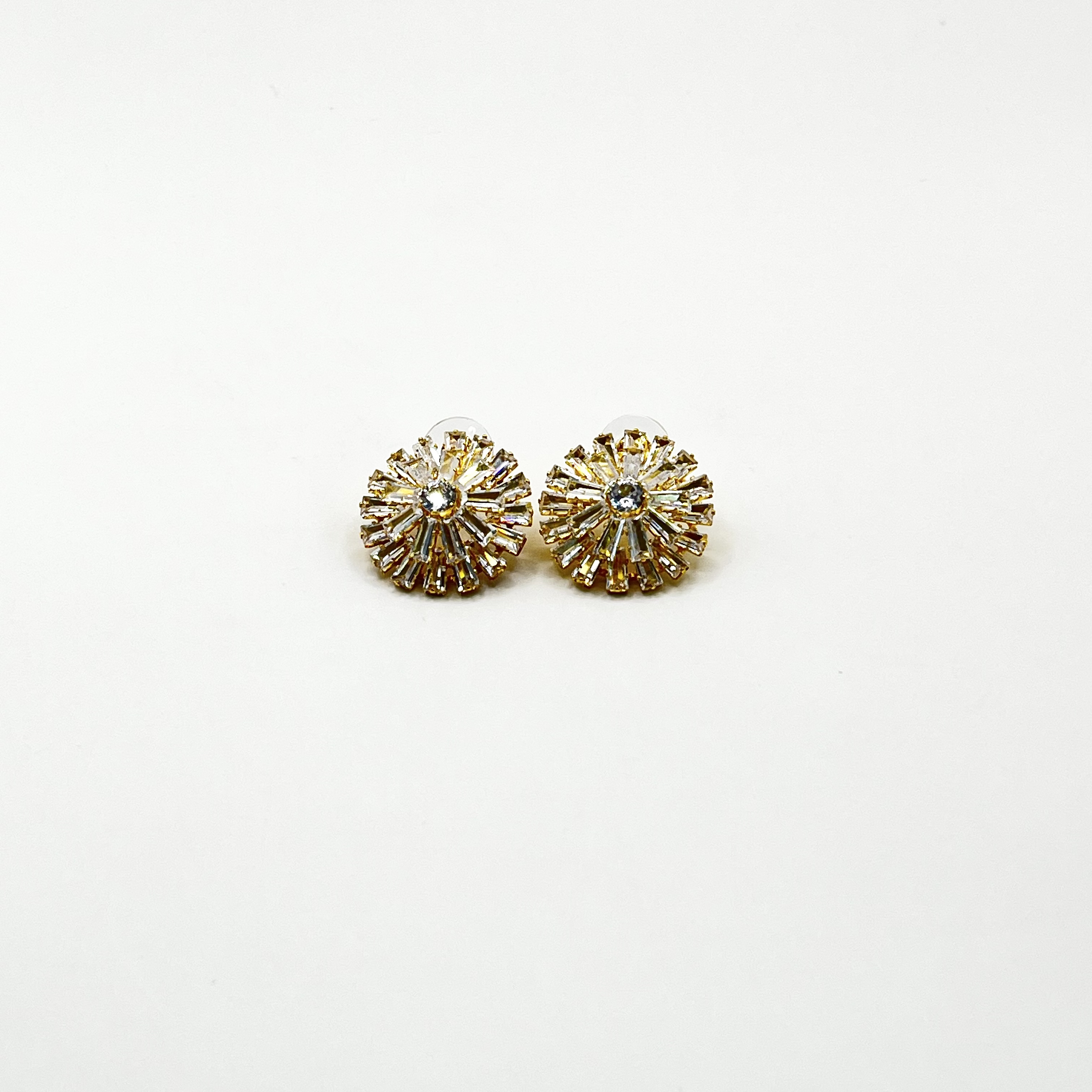 Aros de rodio dorados flor de cristales 1