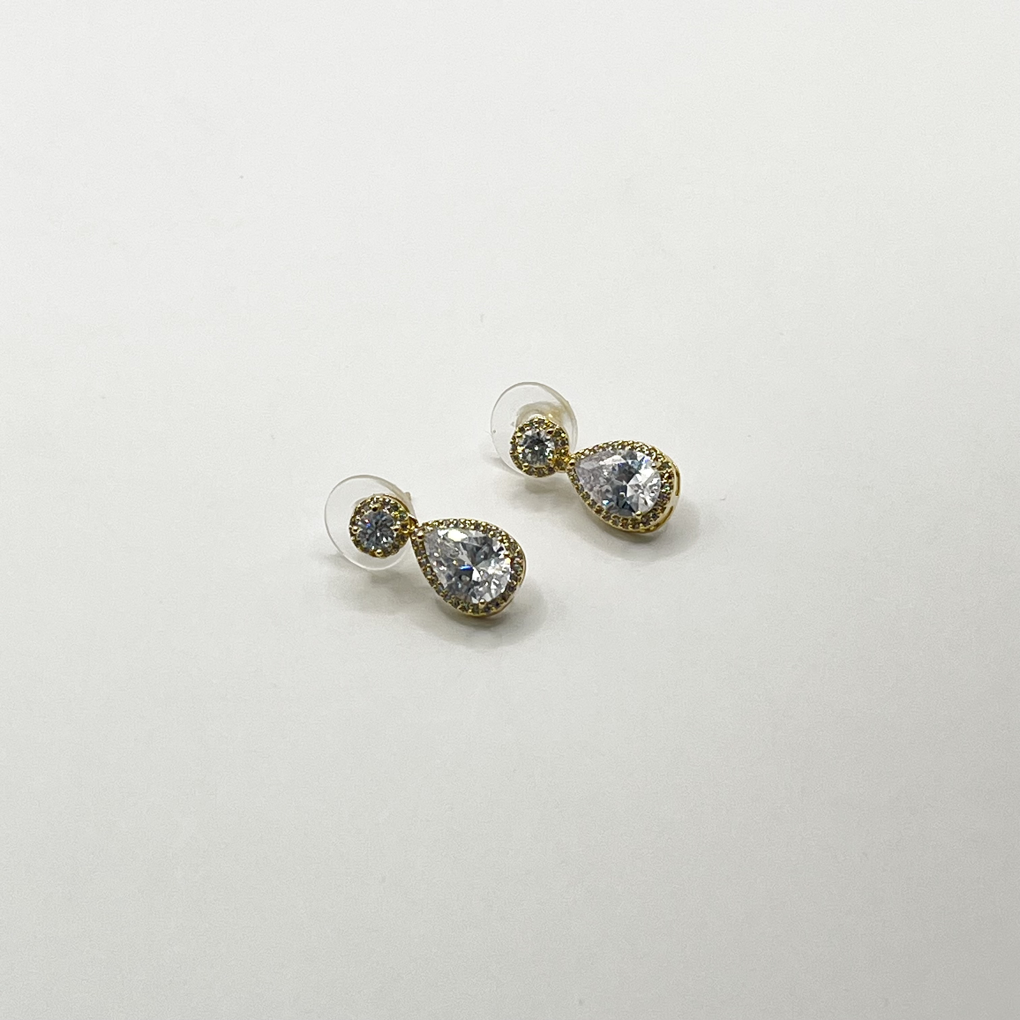 Aros de rodio dorados gota de cristal 1