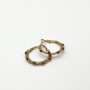 Aros argolla de acero quirúrgico dorados con cristales bicolor