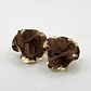 Aros de fantasía dorados con flor de tela café - Miniatura 1