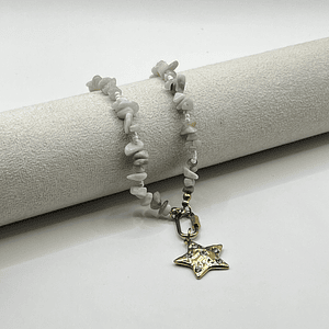 Collar de acero quirúrgico con piedras blancas y dije de estrella