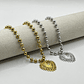 Collar de acero quirúrgico dorado de esferas con corazón sagrado - Miniatura 2