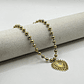 Collar de acero quirúrgico dorado de esferas con corazón sagrado - Miniatura 1
