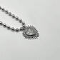 Collar de acero quirúrgico plateado de esferas con corazón sagrado - Miniatura 2