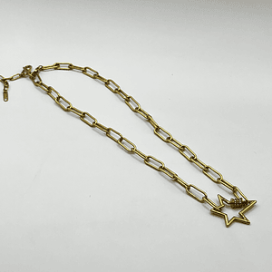 Collar de acero quirúrgico dorado de cadena con estrella