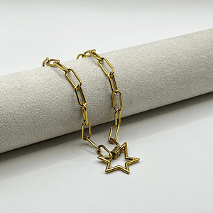 Collar de acero quirúrgico dorado de cadena con estrella