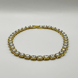 Collar de fantasía de fiesta dorado con cristales