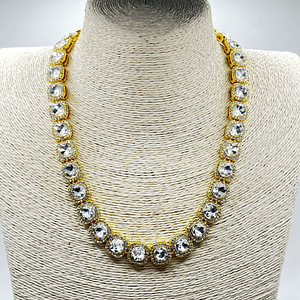 Collar de fantasía de fiesta dorado con cristales