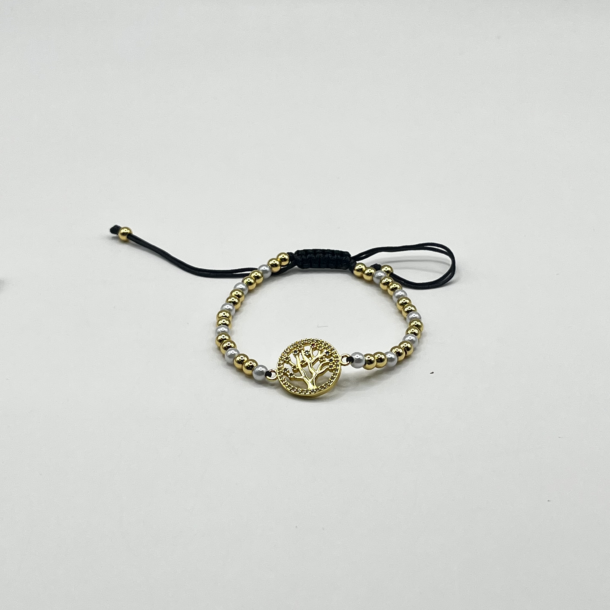 Pulsera de acero quirúrgico dorada con árbol de la vida ajustable 1