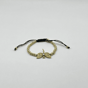 Pulsera de acero quirúrgico dorada con libélula ajustable