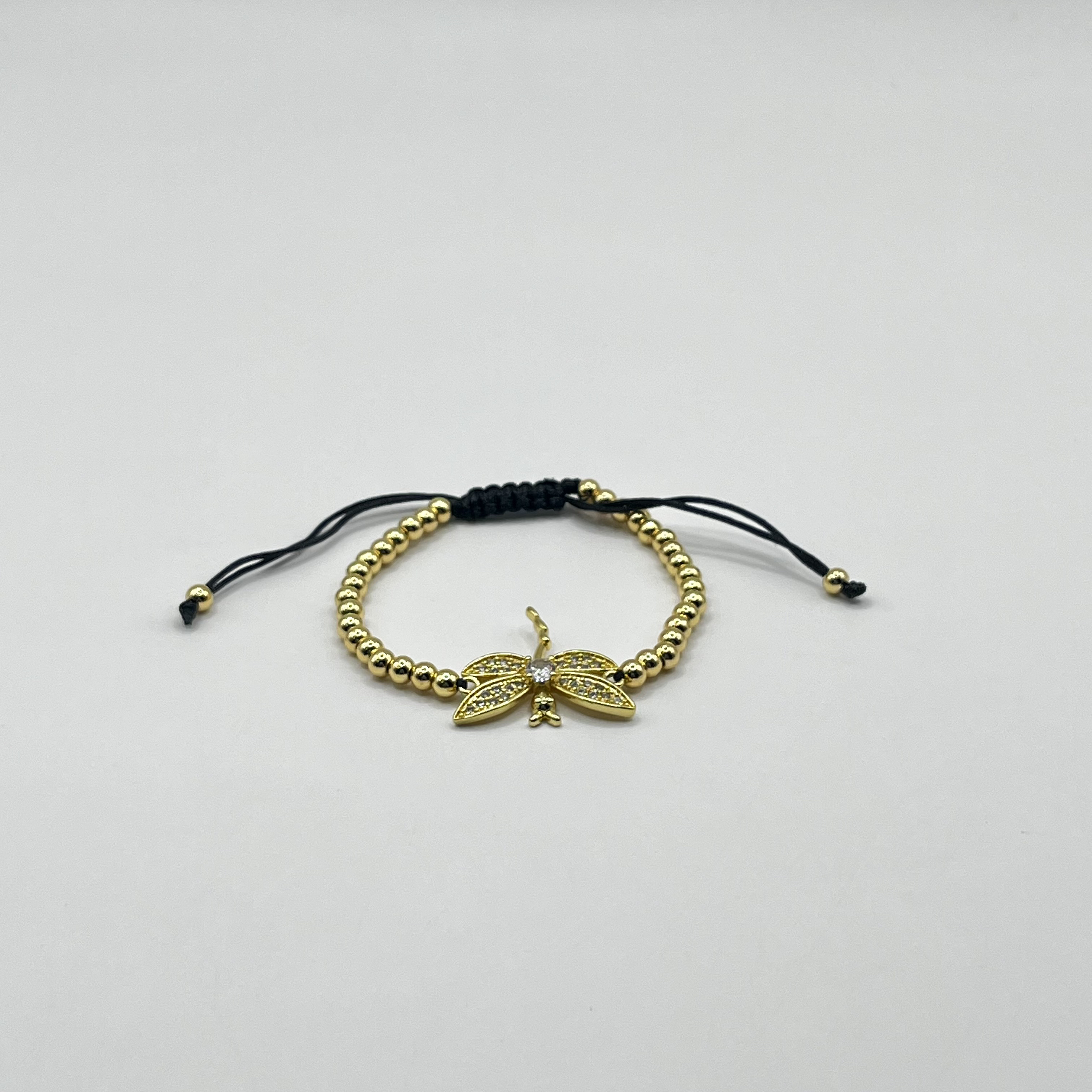 Pulsera de acero quirúrgico dorada con libélula ajustable 1