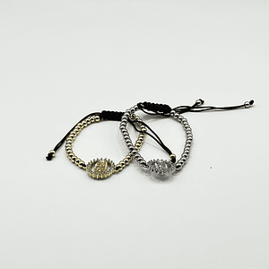 Pulsera de acero quirúrgico plateada con Virgen brillante ajustable