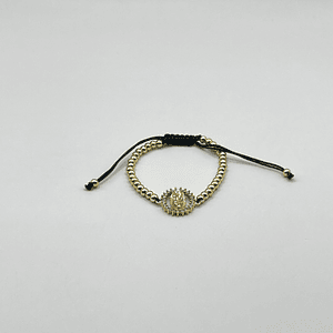 Pulsera de acero quirúrgico dorada con Virgen brillante ajustable