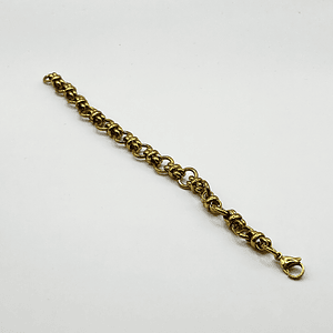 Pulsera de acero quirúrgico dorada de cadena circular trenzada