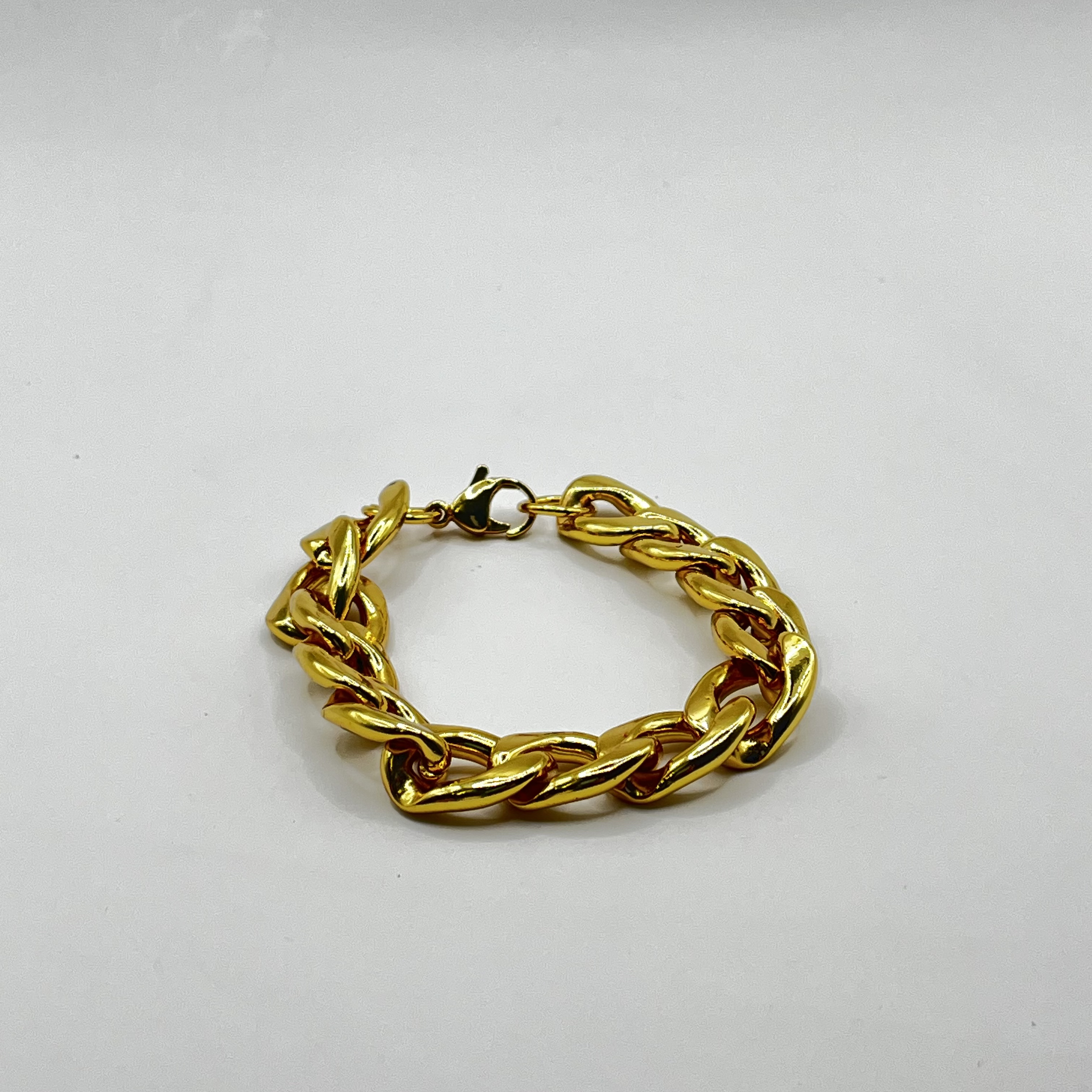 Pulsera de acero quirúrgico dorada de cadena gruesa 1