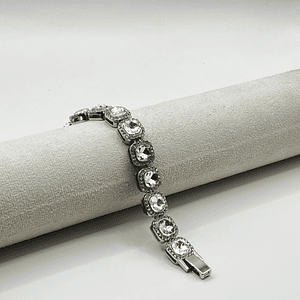 Pulsera de fantasía plateada con cristales