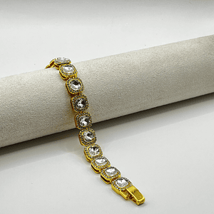 Pulsera de fantasía dorada con cristales