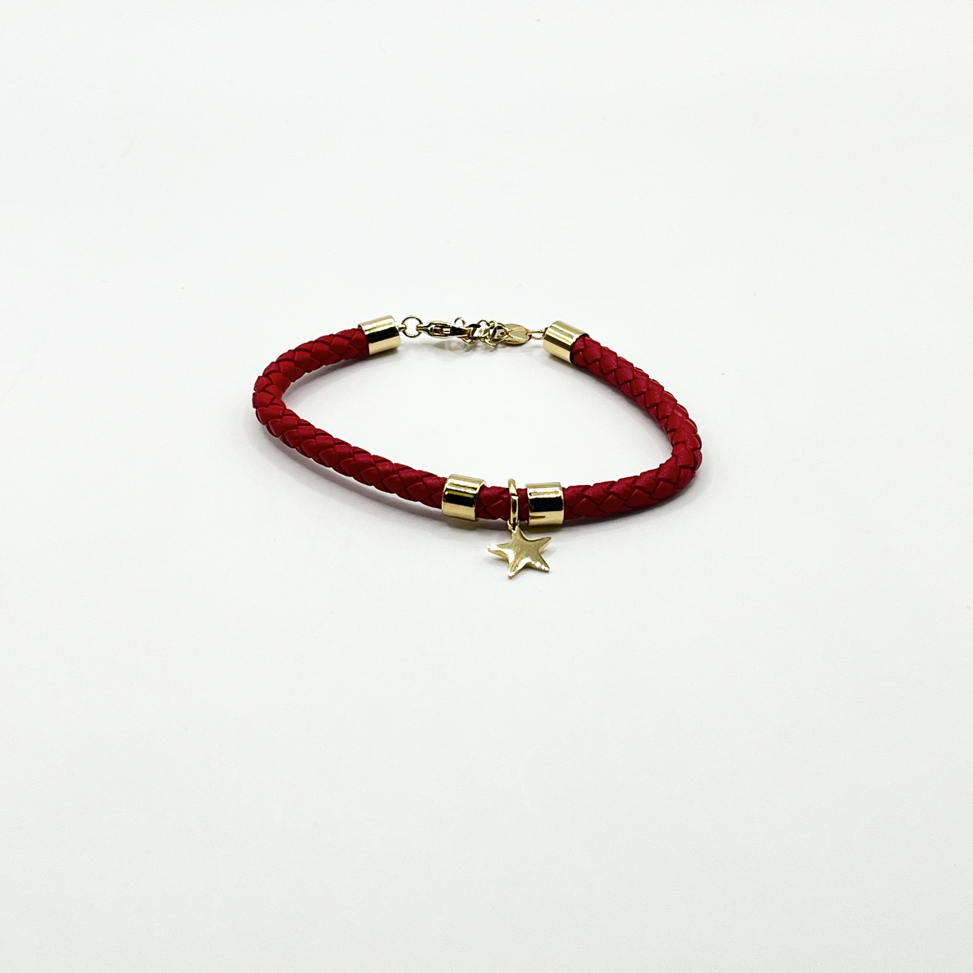 Pulsera de acero quirúrgico con cuero rojo y dije de árbol de la vida 1