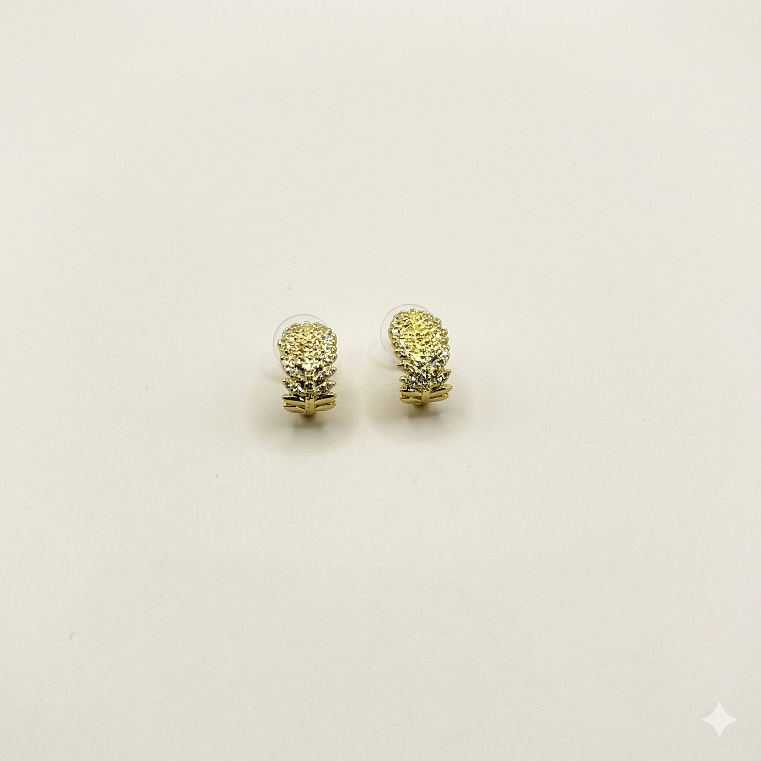 Aros de rodio dorados media luna hoja brillante 1