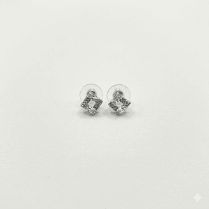 Aros de rodio plateados cristal geométrico