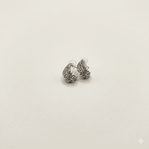 Aros de rodio plateados hoja media luna brillante