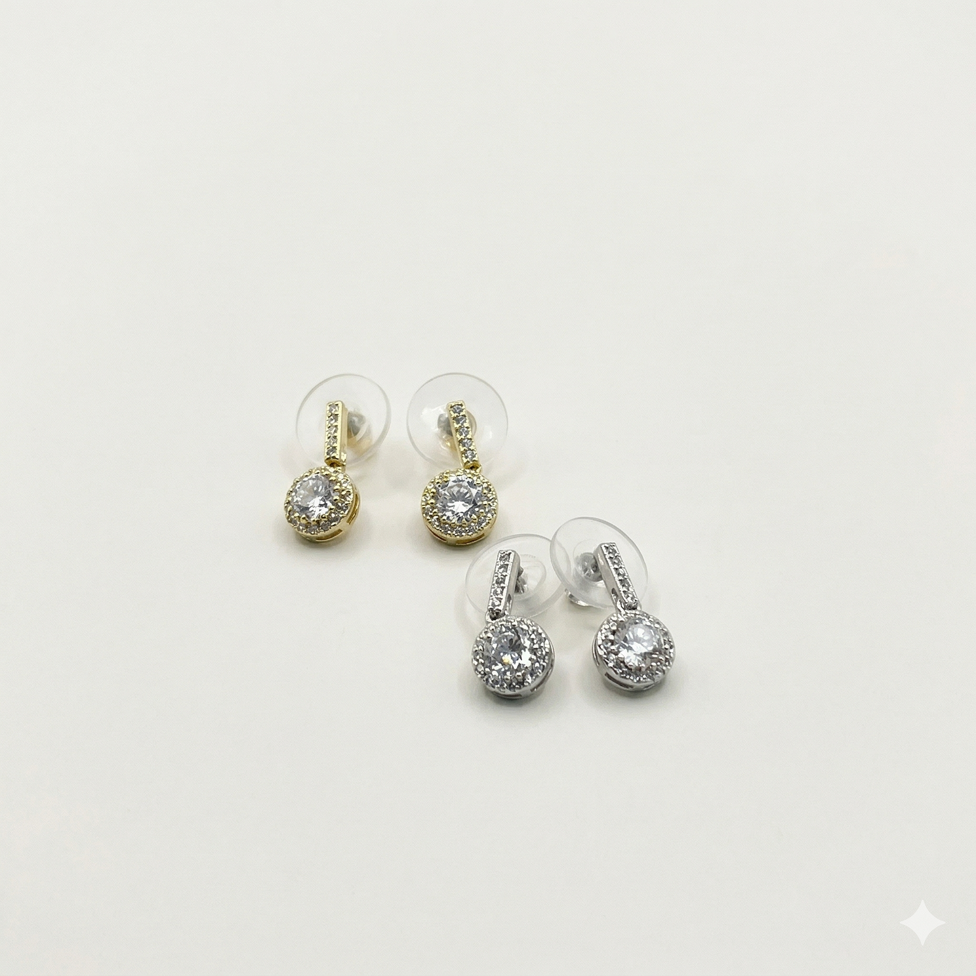 Aros de rodio dorados punto de luz colgante 2