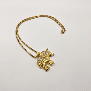 Collar de acero quirúrgico dorado con elefante