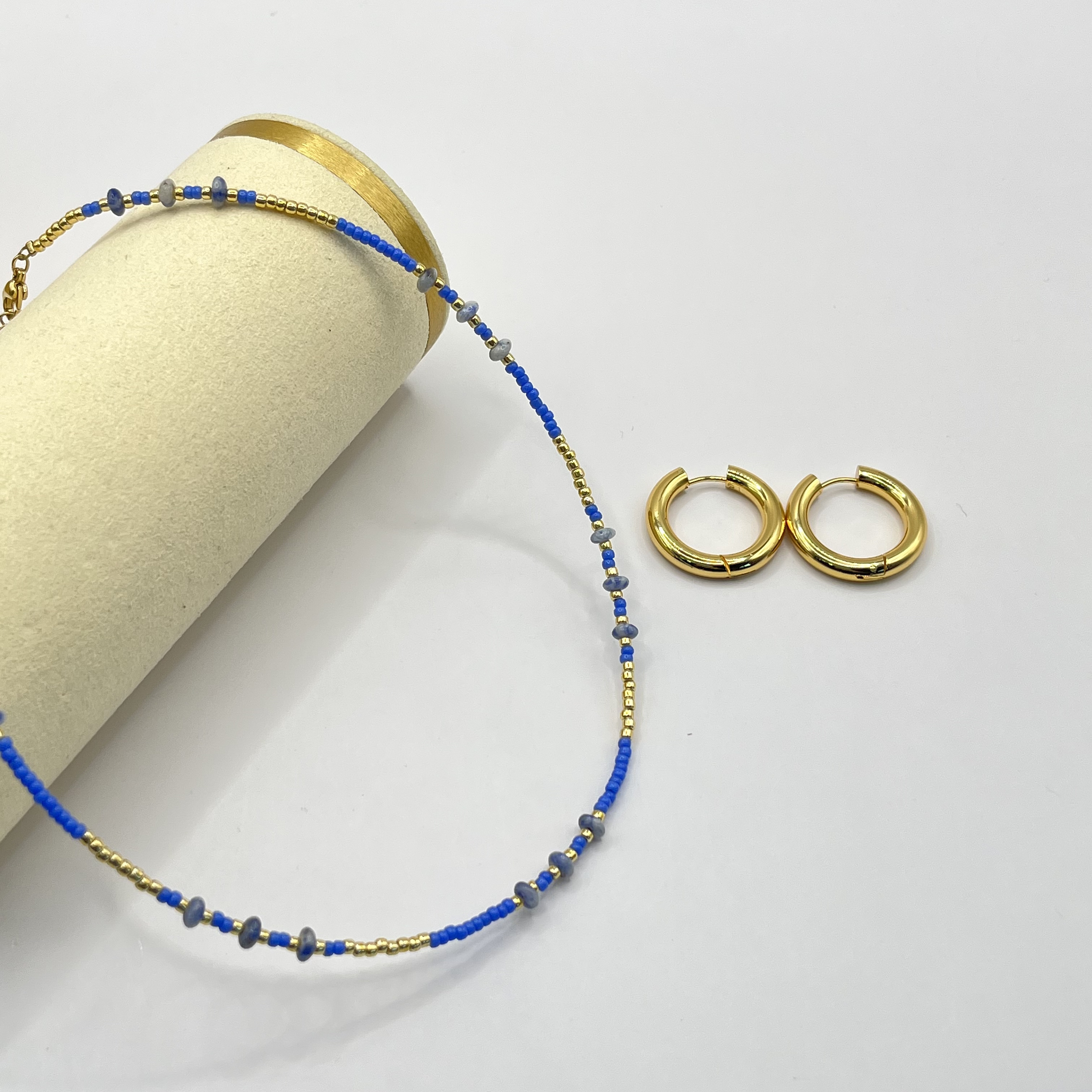 Conjunto pack chocker aro ace chocker azul con aro dorado 2