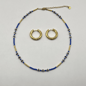 Conjunto pack chocker aro ace chocker azul con aro dorado
