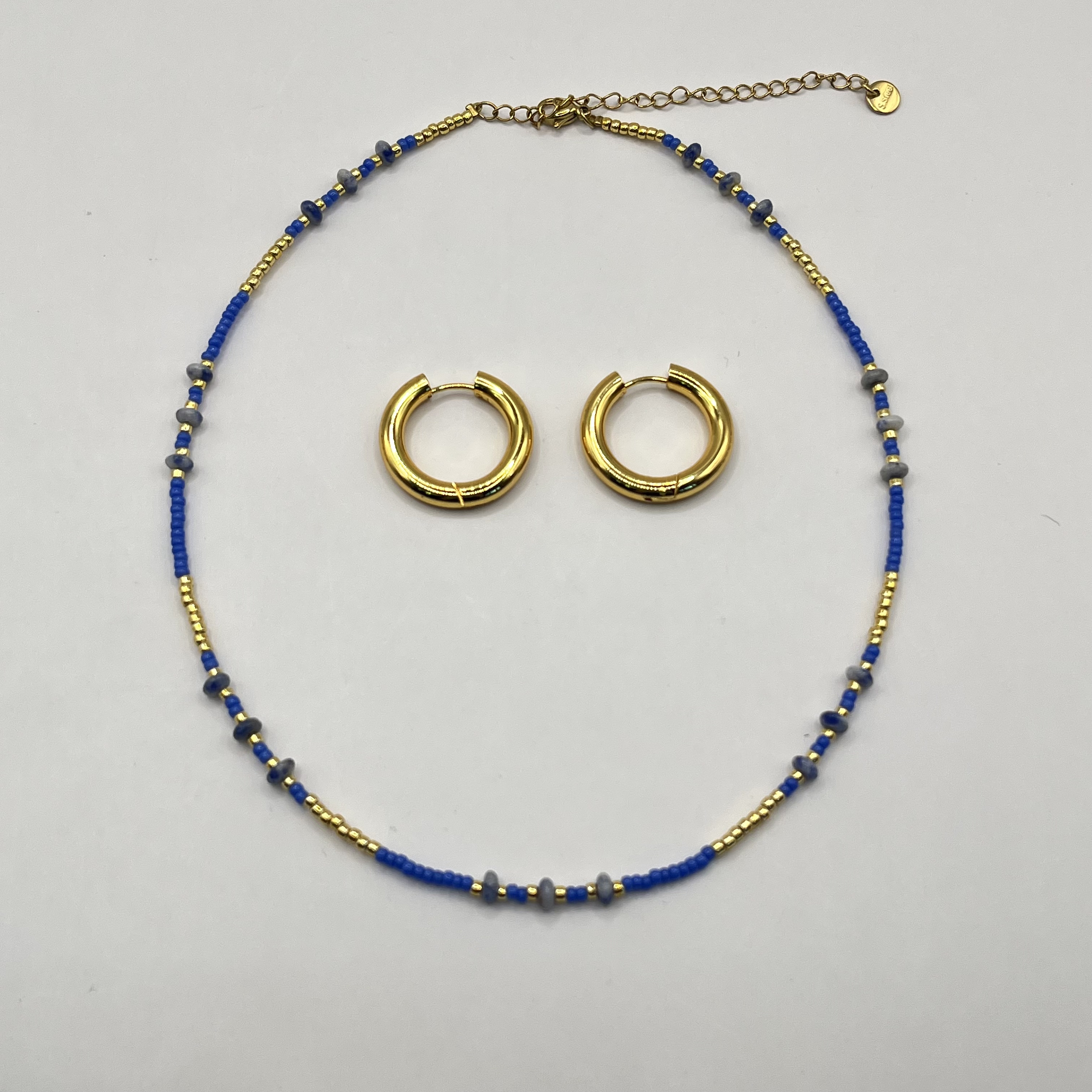 Conjunto pack chocker aro ace chocker azul con aro dorado 1