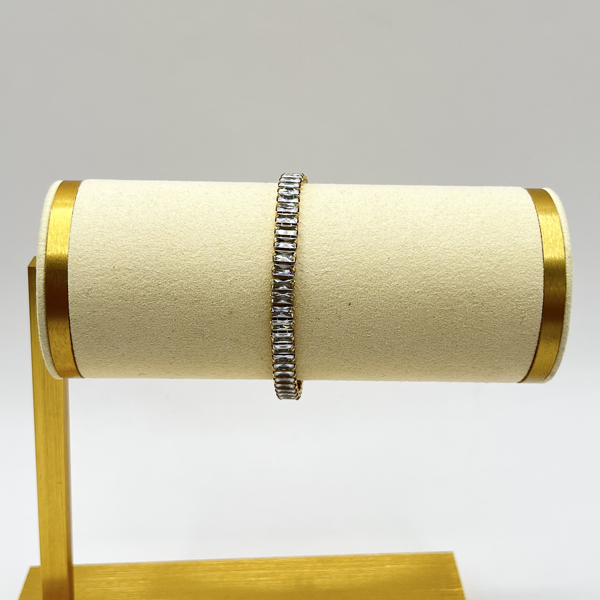 Conjunto de acero quirúrgico con collar y pulsera de cristales 3