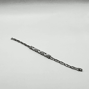 Pulsera de rodio plateada flor de cristales