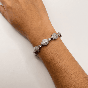 Pulsera de rodio plateada gota de cristales