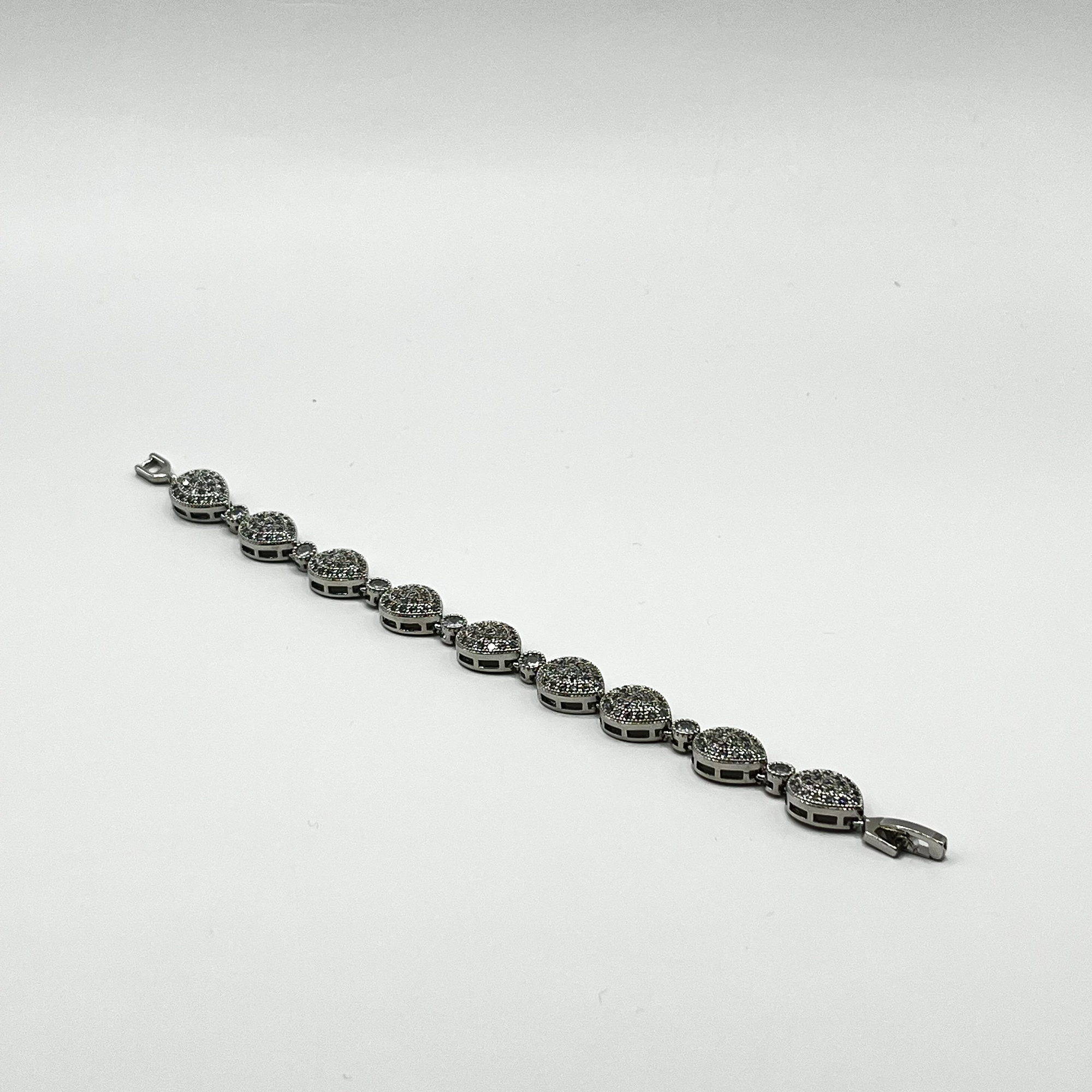 Pulsera de rodio plateada gota de cristales 1