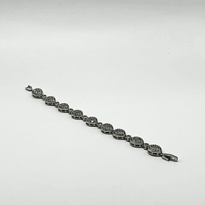 Pulsera de rodio plateada gota de cristales