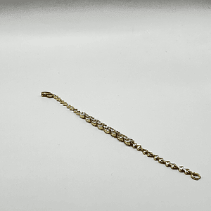 Pulsera de rodio dorada hoja de cristales