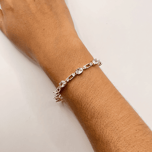 Pulsera de rodio dorada con cristales