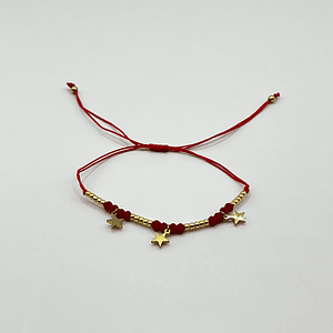 Pulsera de acero quirúrgico roja con estrellas doradas ajustable