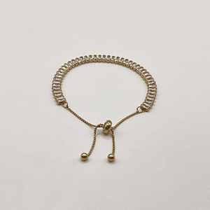 Pulsera de acero dorada ajustable con cristales rectangulares