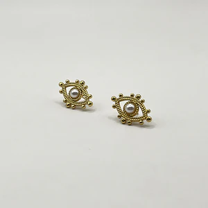 Aros de acero quirúrgico de ojos perla dorados