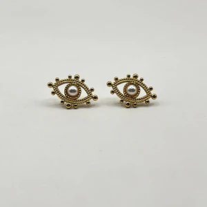 Aros de acero quirúrgico de ojos perla dorados