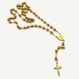 Collar de acero quirúrgico rosario dorado